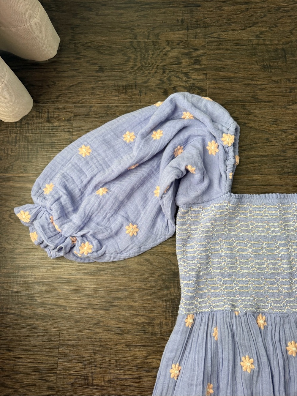Free People Smocked Puff-Sleeve Daisy Maxi Dress for Kids - Light Lavender - Picture 3 of 6